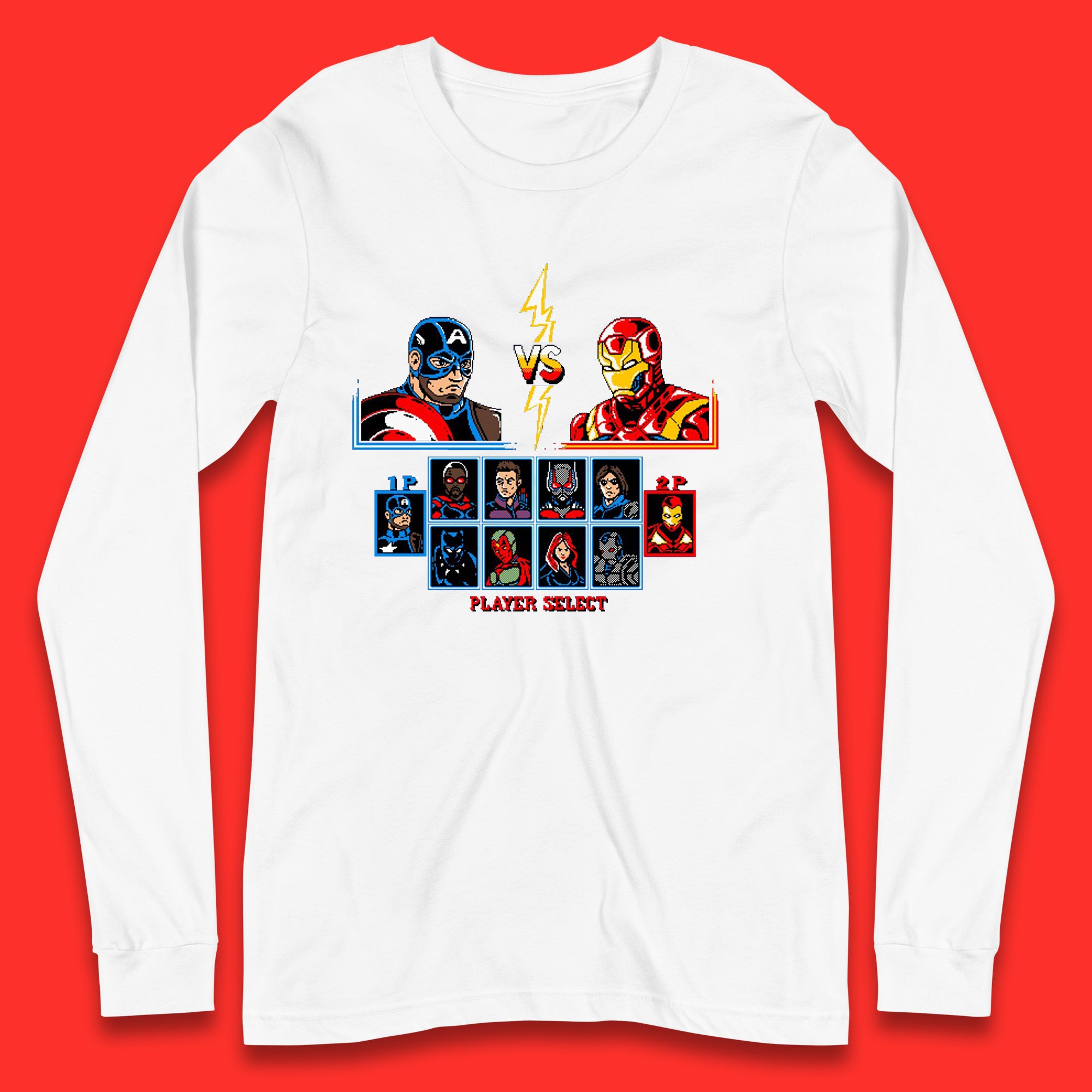 Captain America VS Iron Man Marvel Avengers Superheros Movie Character Panther Widow Thor Long Sleeve T Shirt