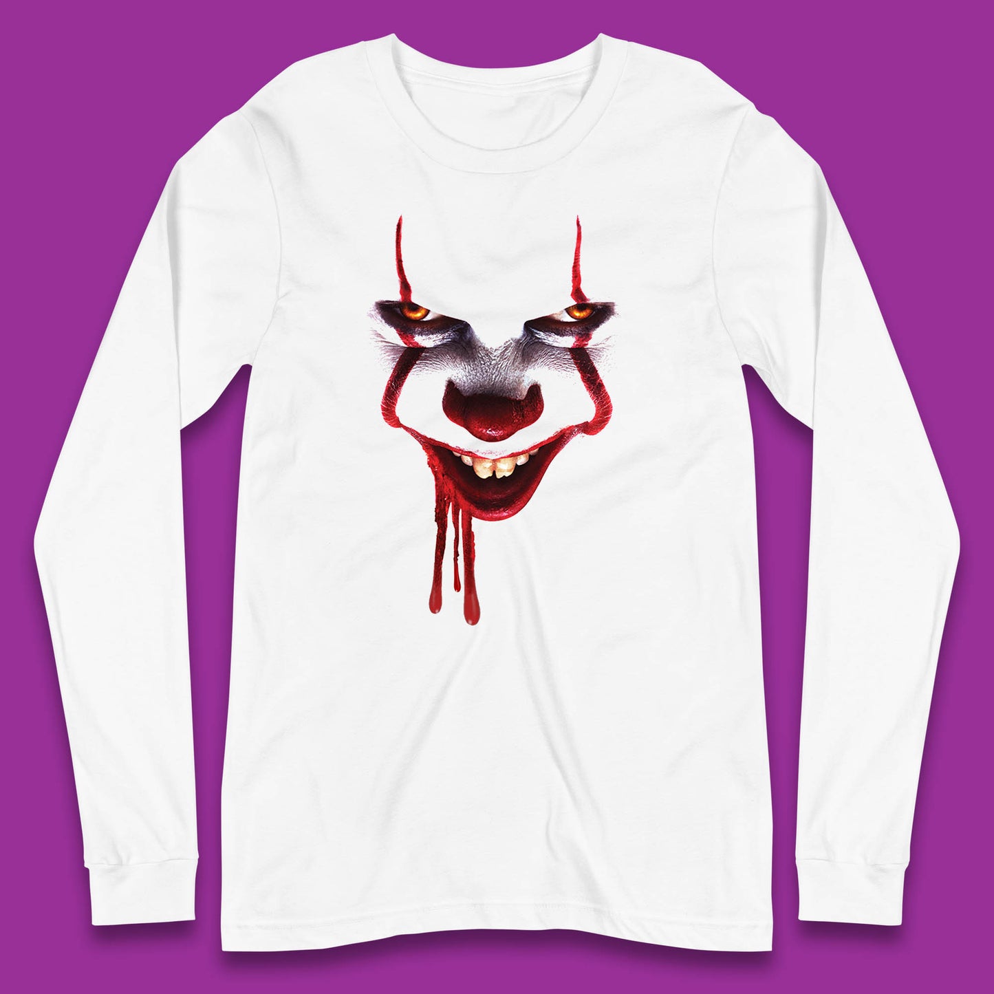Pennywise Clown IT Chapter 2 Halloween Horror Movie Character Long Sleeve T Shirt