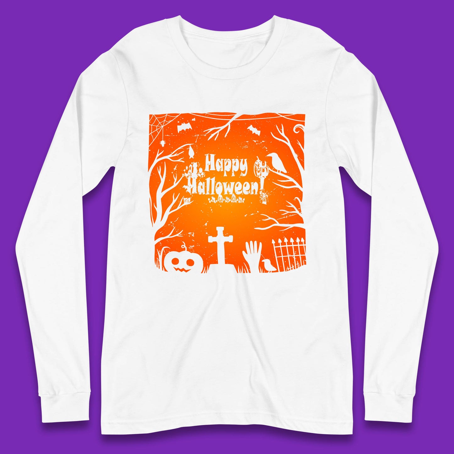 Happy Halloween Witch Hand Cross Sign Scary Pumpin Spooky Terrific Halloween Night Long Sleeve T Shirt