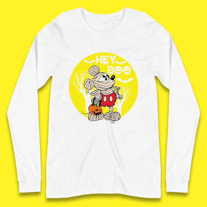 Hey Boo Disney Halloween Mickey Mouse Mummy Trick Or Treat Spooky Vibes Long Sleeve T Shirt