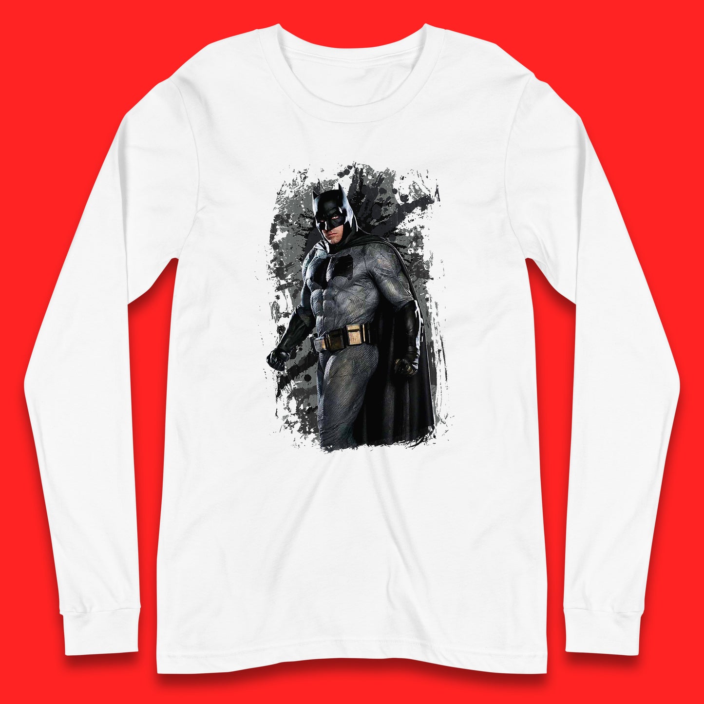 DC Comics Batman Superhero Movie Character Batman Emblem Costume Grunge Affect Long Sleeve T Shirt