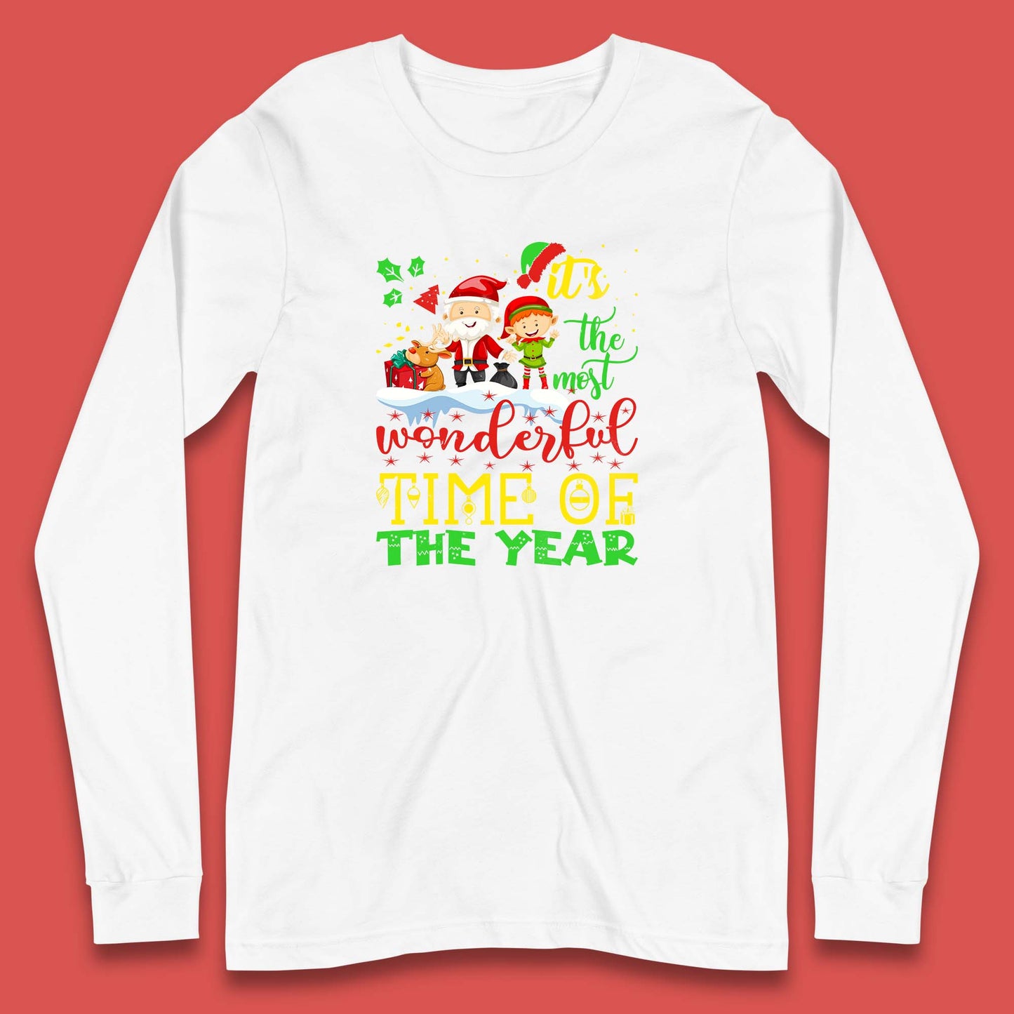 santa reindeer and elf long sleeve top