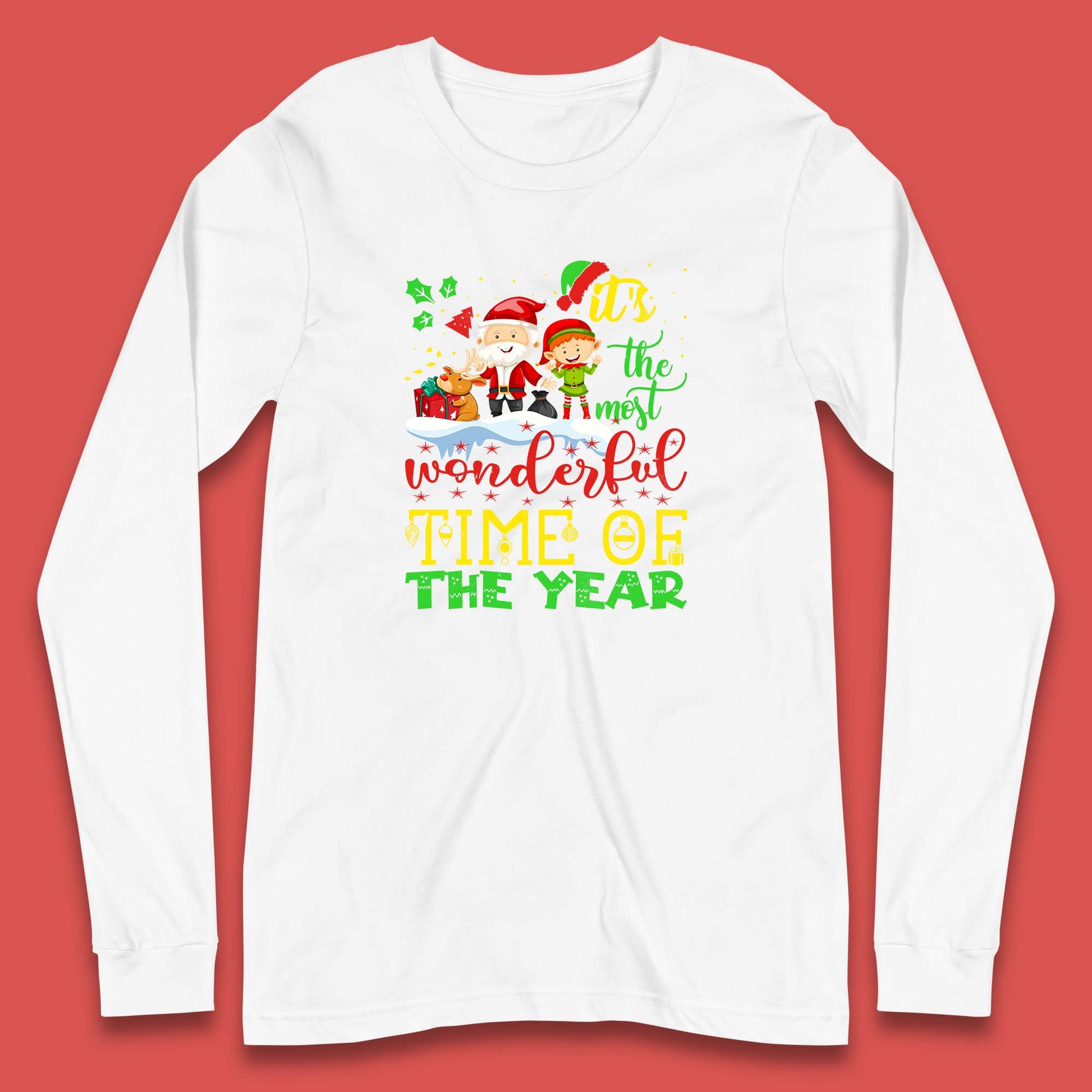 santa reindeer and elf long sleeve top