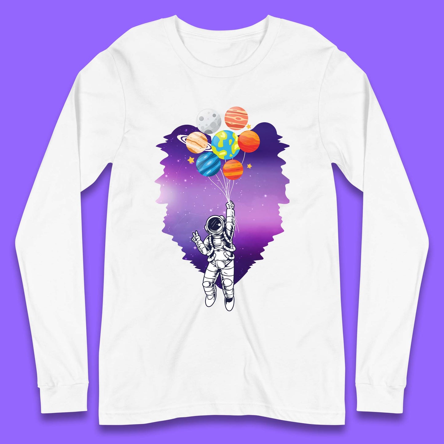 Astronaut Space Planets Balloons Long Sleeve T-Shirt