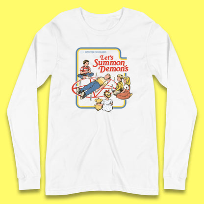 Let's Summon Demons Creepy Incantation Halloween Comic Funny Dark Humor Long Sleeve T Shirt