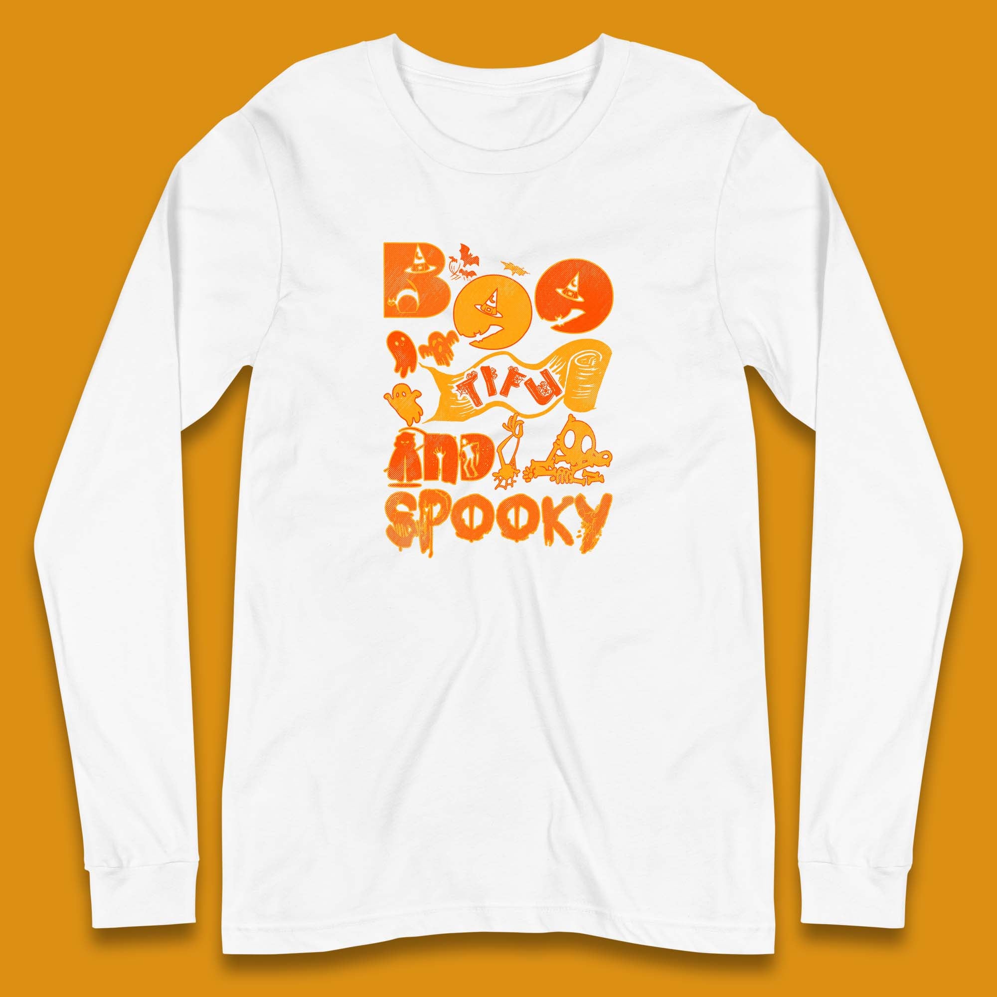 Boo Tiful and Spooky Halloween Horror Scary Boo Ghost Spooky Season Long Sleeve T Shirt