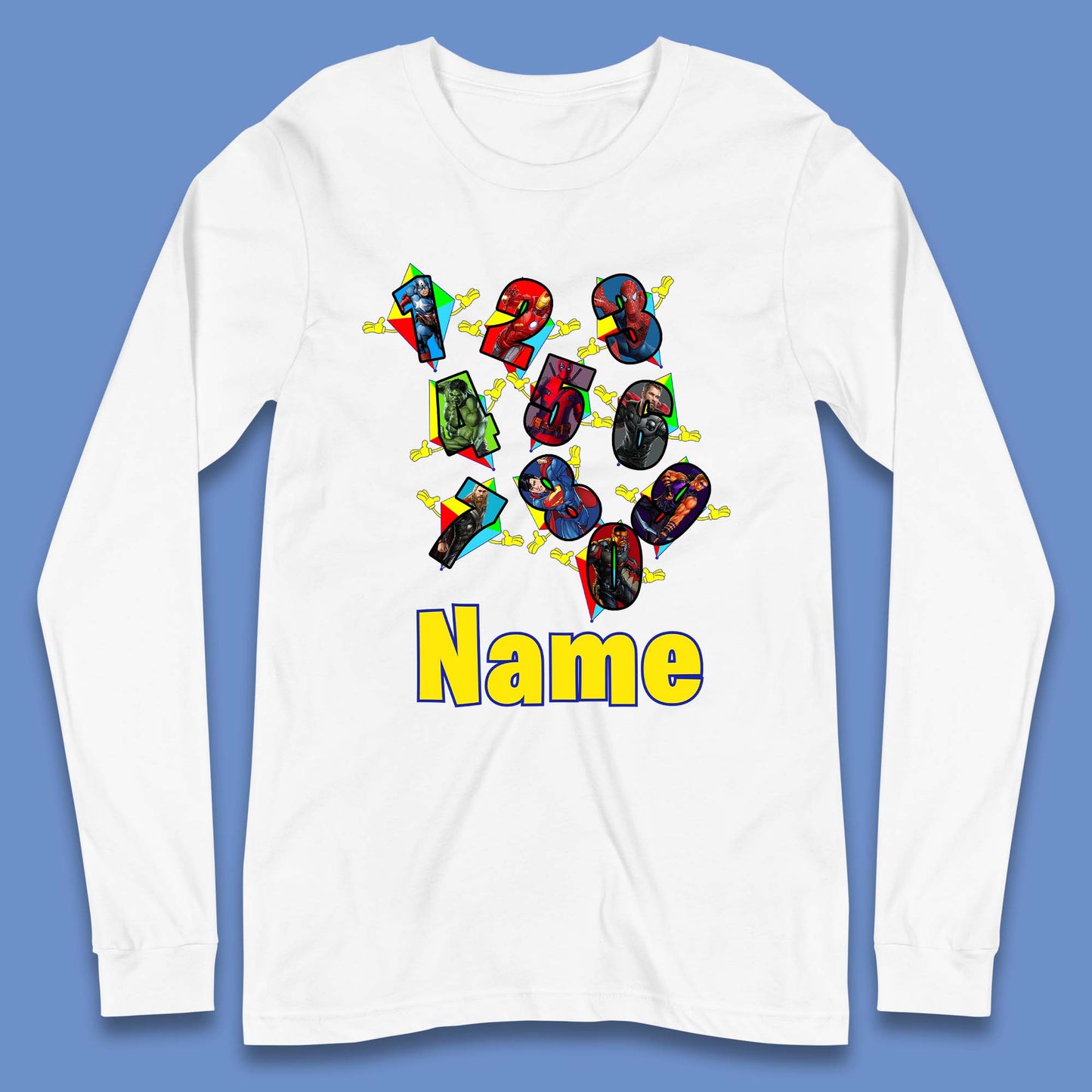 Personalised Number Day Superheroes Superheroes Long Sleeve T-Shirt