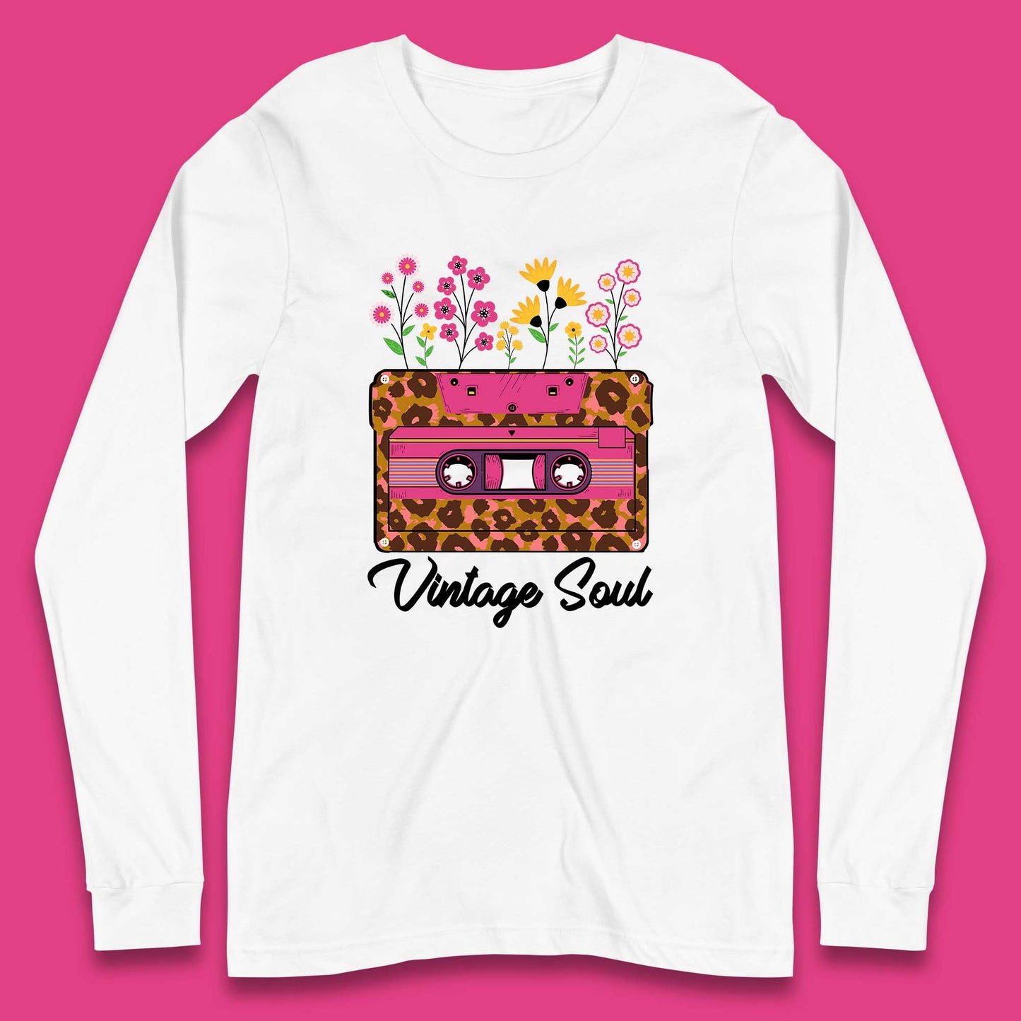 Vintage Soul Western Floral Cassette Tape Retro Wildflower Music Mixtape 80’s 90's Country Music Nostalgia Long Sleeve T Shirt