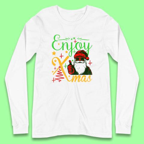 Enjoy Xmas Santa Claus Thumbs Up Merry Christmas Holiday Season Long Sleeve T Shirt