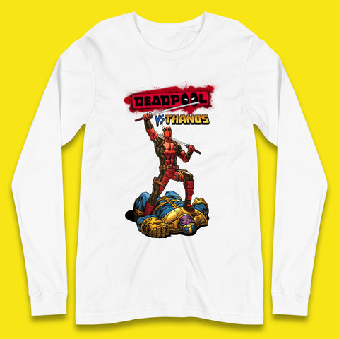 Marvel Comics Deadpool VS Thanos The Ultimate Face Off Comic Book Fictional Characters Long Sleeve T Shirt