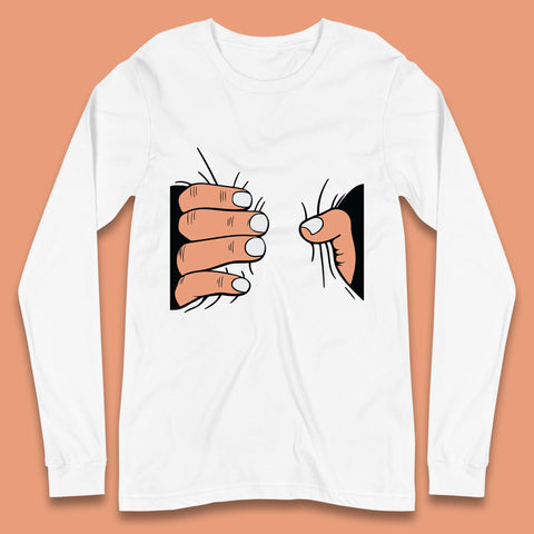 Crushing Handshake Big Hand Squeezing Funny Hand Grabbing Photographic Long Sleeve T Shirt