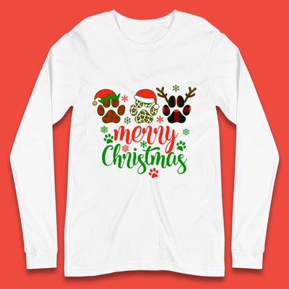 dog & cat paws christmas long sleeve t-shirt