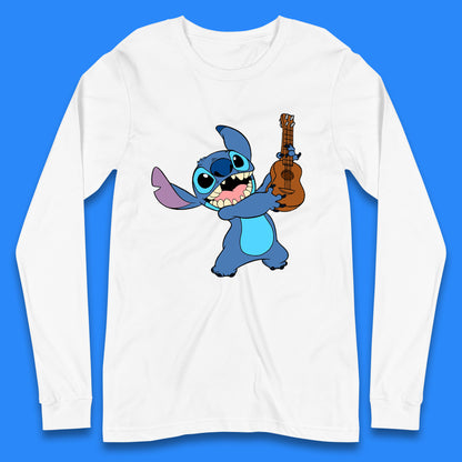 Disney Ohana Playing The Guitar Ohana Lilo & Stitich In Happy Mood Cartoon Character Disney World Long Sleeve T Shirt