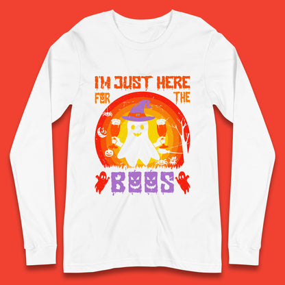 I'm Just Here For The Boos Halloween Boo Ghost Witch Hat Horror Scary Long Sleeve T Shirt