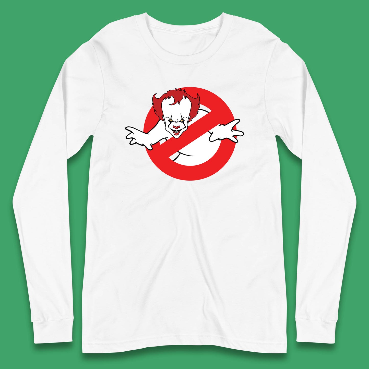 The Real Ghostbusters No Ghost Halloween IT Pennywise Clown Movie Mashup Parody Long Sleeve T Shirt
