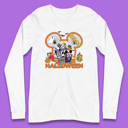 Disney Halloween Mickey Mouse Minnie Mouse Boo Ghost Friends Donald Duck Pluto Goofy Cartoon Disneyland Trip Long Sleeve T Shirt