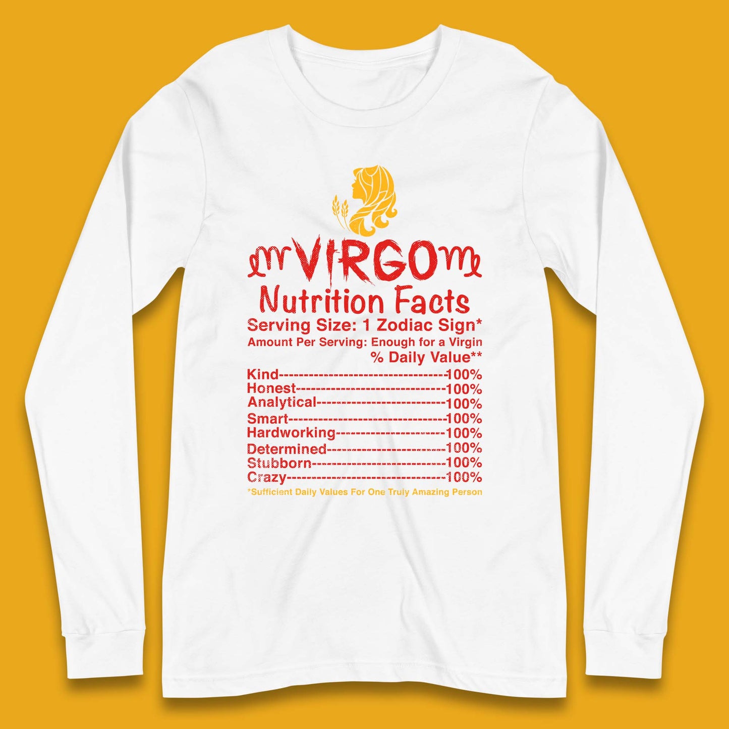 Virgo Nutrition Facts Long Sleeve T-Shirt
