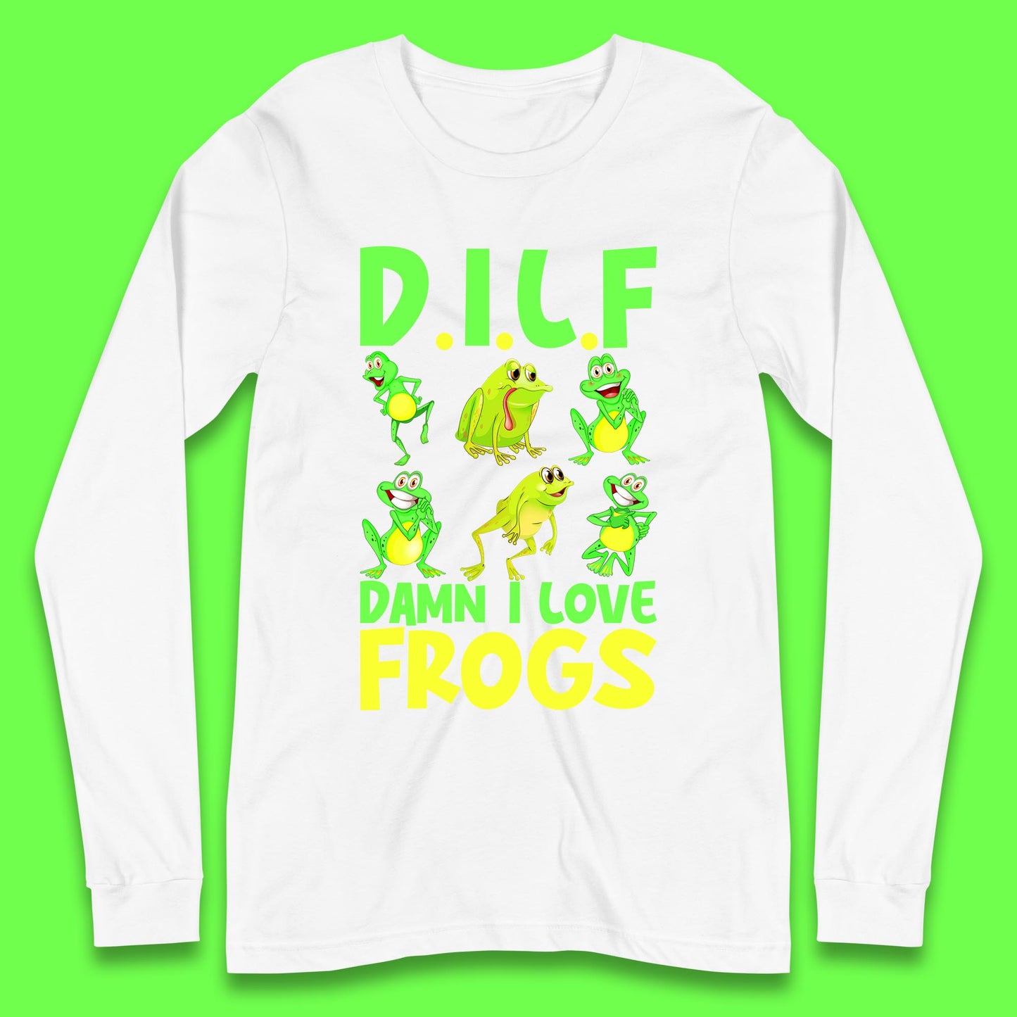 Dilf Damn I Love Frogs Funny Saying Animals Vintage Frog Lover Long Sleeve T Shirt