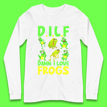 Dilf Damn I Love Frogs Funny Saying Animals Vintage Frog Lover Long Sleeve T Shirt