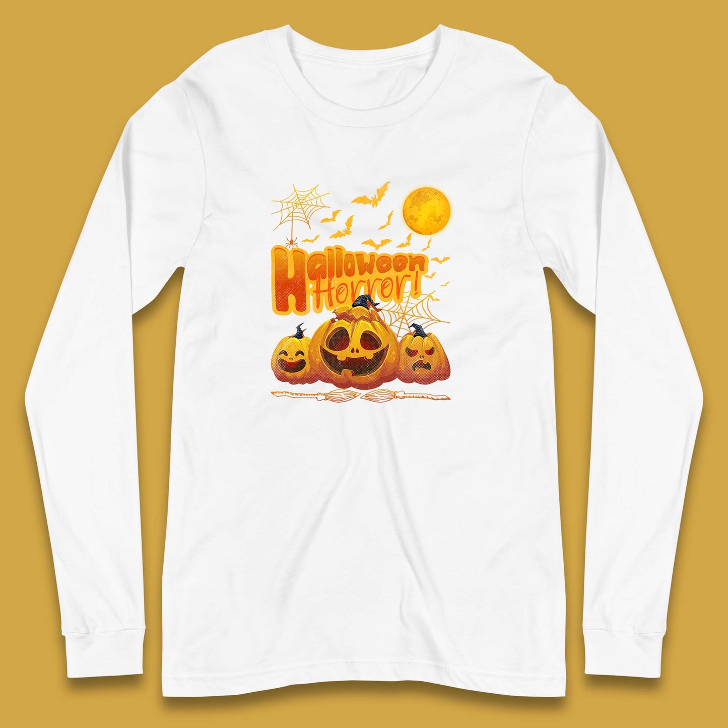 Happy Halloween Jack-o-lantern Horror Scary Monster Pumpkins Long Sleeve T Shirt