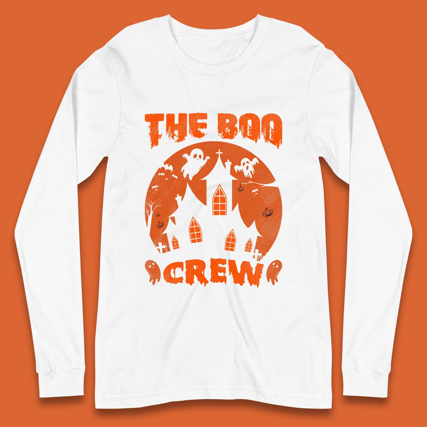 The Boo Crew Halloween Boo Squad Matching Costume Haunted House Horror Boo Ghost Long Sleeve T Shirt