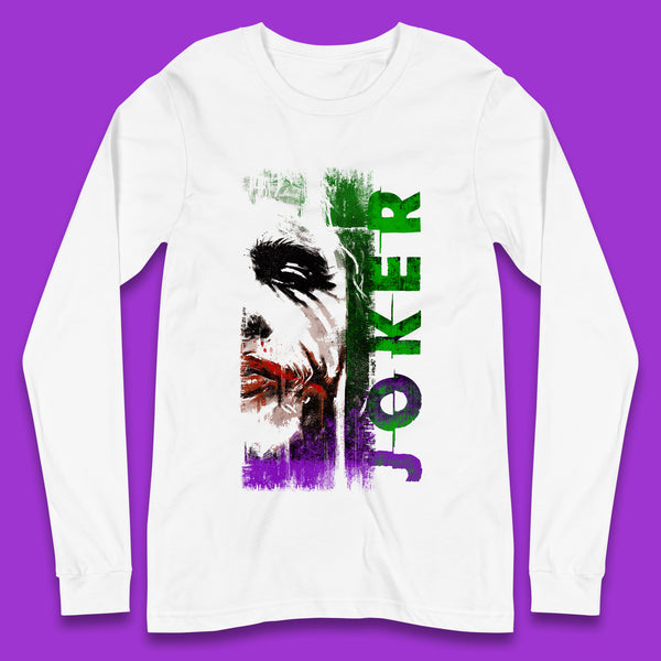 Joker Face Movie Villain Comic Book Character Supervillain Movie Poster Long Sleeve T Shirt