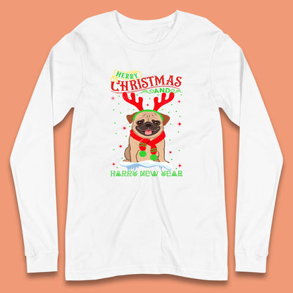 christmas pug dog long sleeve t-shirt