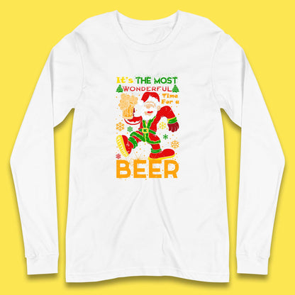 santa drink beer long sleeve t shirt