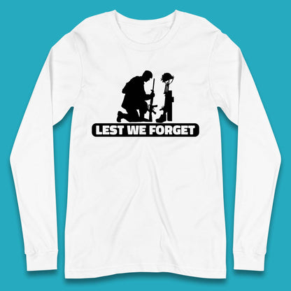 Lest We Forget Kneeling Soldier Remembrance Day British Armed Forces Day Long Sleeve T Shirt