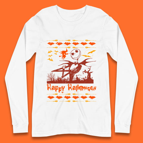 Happy Halloween Jack Skellington Horror Scary Movie Nightmare Before Christmas Long Sleeve T Shirt