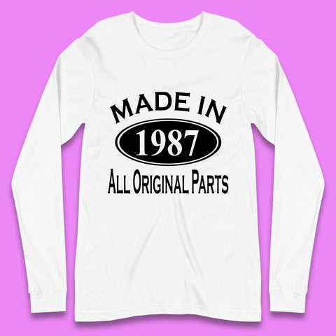 Made In 1987 All Original Parts Vintage Retro 36th Birthday Funny 36 Years Old Birthday Gift Long Sleeve T Shirt