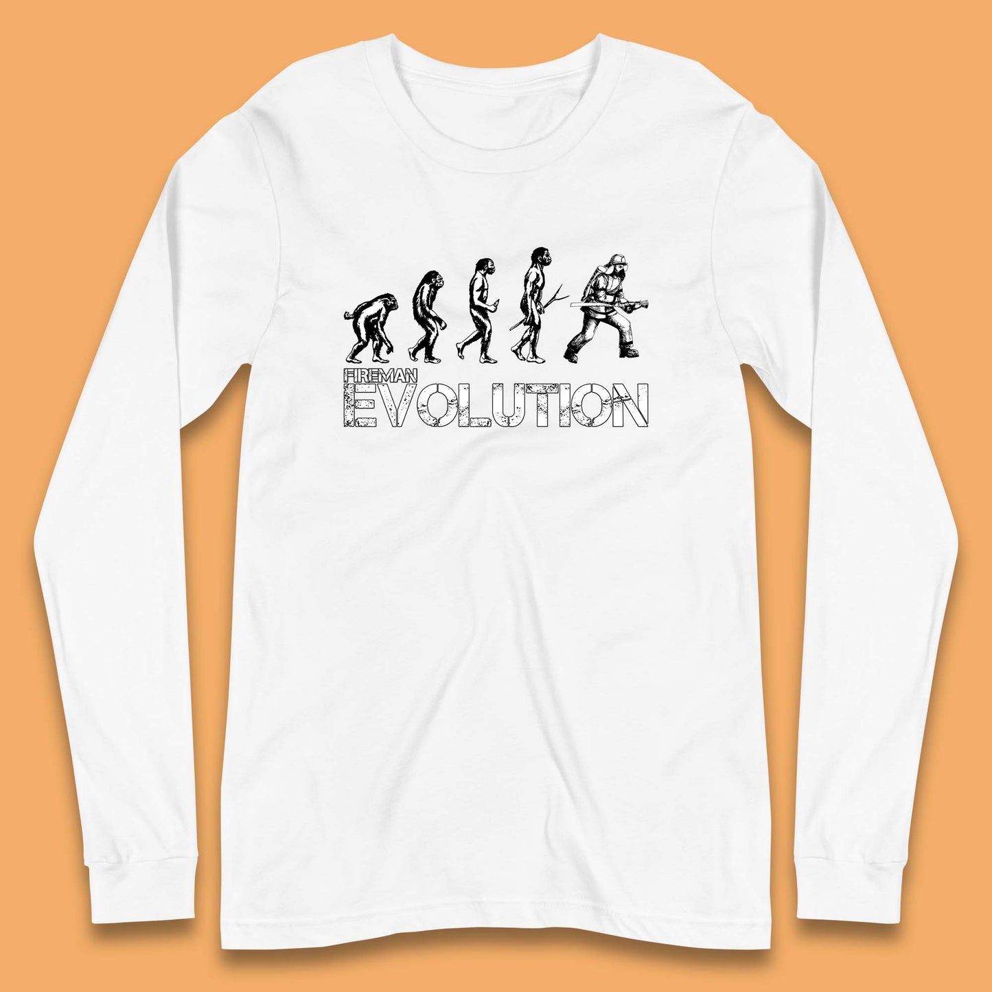 Fireman Evolution Funny Fire Brigade Service Firefighter Long Sleeve T Shirt