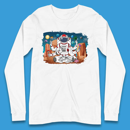 Meditating Astronaut Yoga Long Sleeve T-Shirt