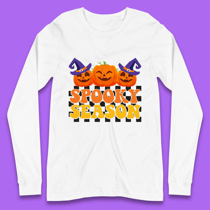 Spooky Season Halloween Jack-O-Lantern Pumpkins Spooky Vibes Long Sleeve T Shirt