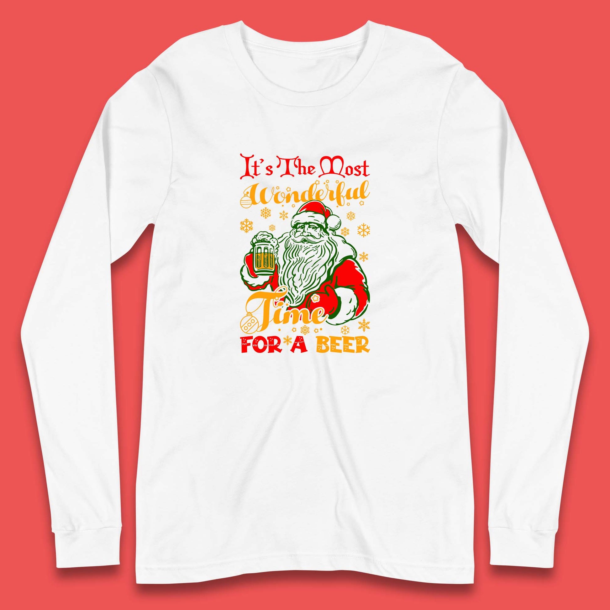 santa drinking beer long sleeve t shirt