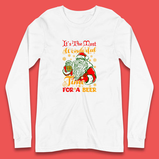 santa drinking beer long sleeve t shirt