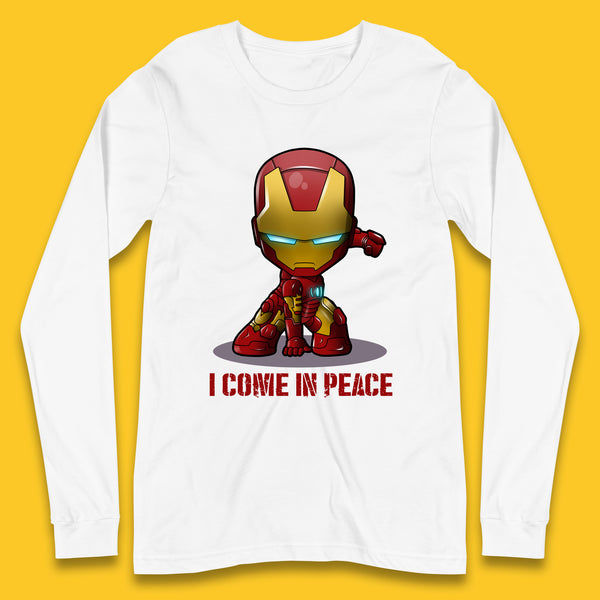 I Come In Peace Marvel Avenger Movie Character Iron Man Superheros Ironman Costume Superheros Long Sleeve T Shirt