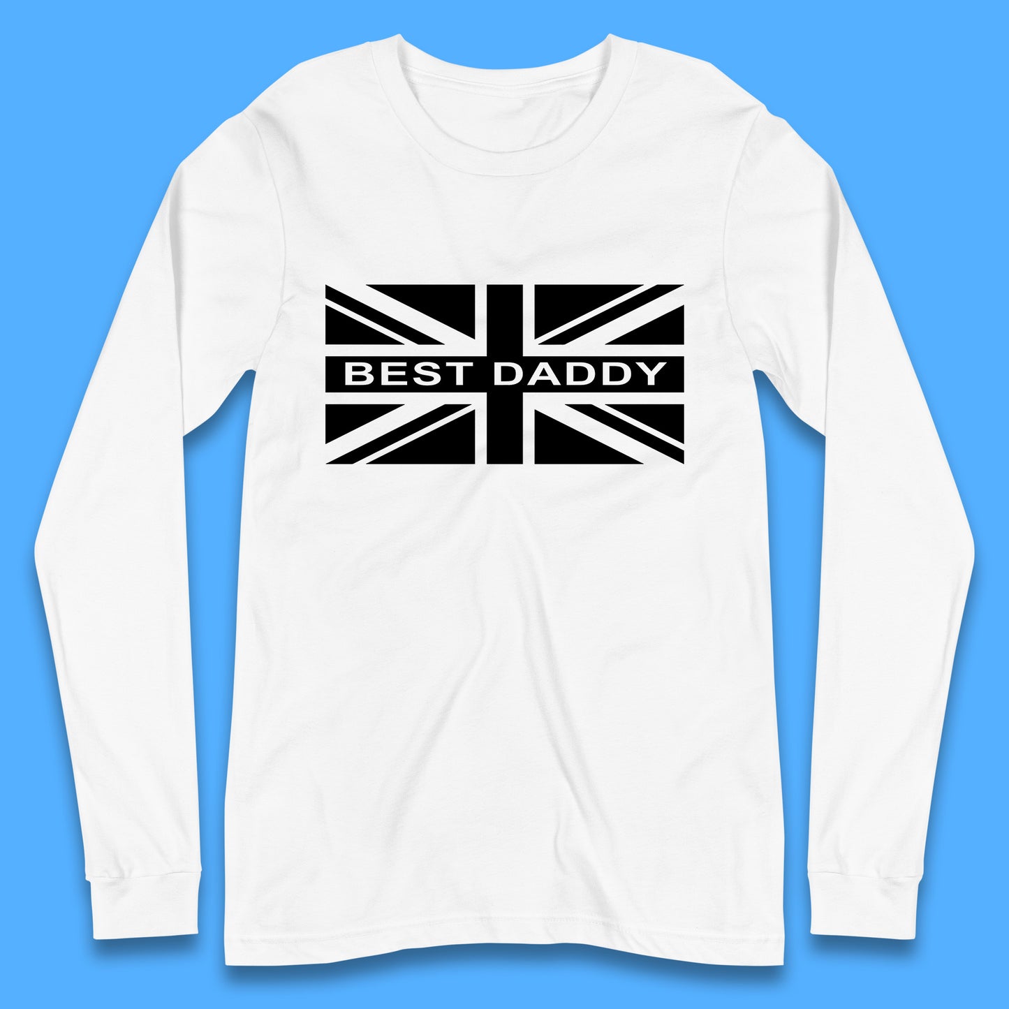 Best Daddy Vintage Union Jack Great Britain United Kingdom England Flag Patriotic Dad Father's Day Long Sleeve T Shirt