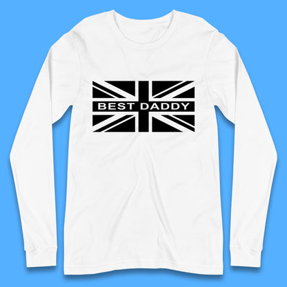 Best Daddy Vintage Union Jack Great Britain United Kingdom England Flag Patriotic Dad Father's Day Long Sleeve T Shirt