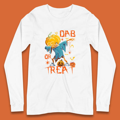 Dab Or Treat Scarecrow Dabs Halloween Dabbing Dance Horror Scary Long Sleeve T Shirt