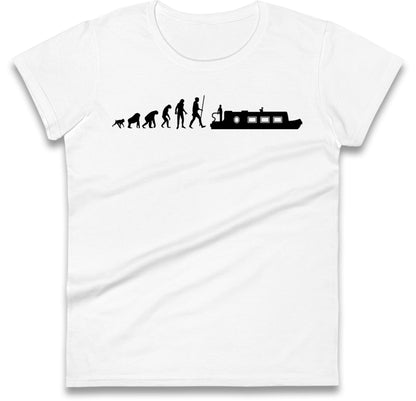 Human Evolution Canal boat Womens T Shirt