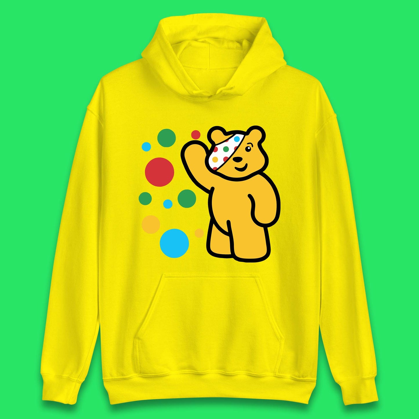 Spotty Pudsey Bear Hand Waving Dotty Spot Fundraising Children In Need Spotty Bear Spotty Day Unisex Hoodie