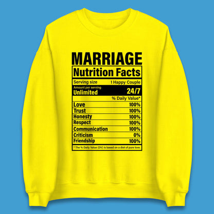 Marriage Nutrition Facts Unisex Sweatshirt