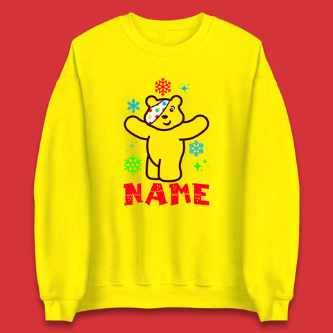 Personalised Christmas Spotty Pudsey Bear Children In Need Your Name Xmas Charity Raising Unisex Sweatshirt