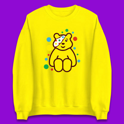 Children In Need Sitting Spotty Pudsey Bear Charity Raising Spotty Day Unisex Sweatshirt