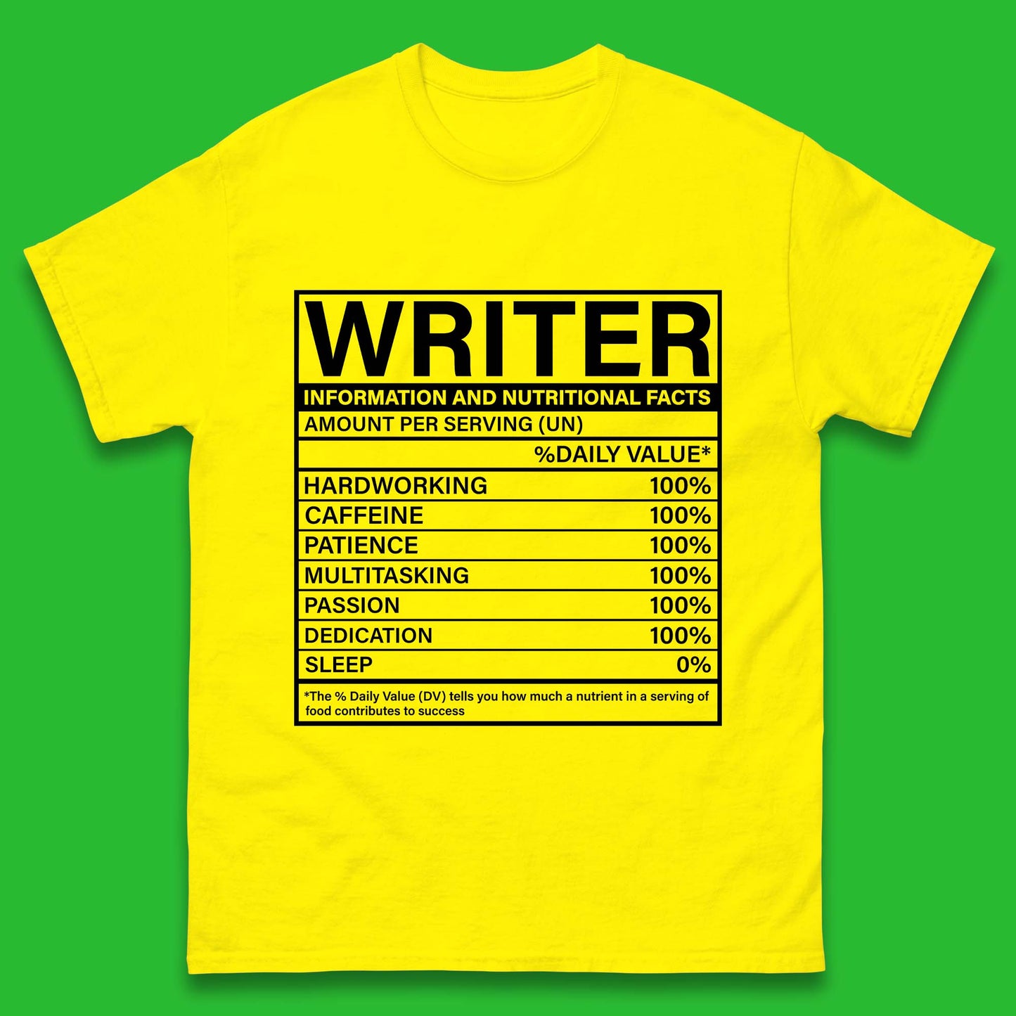 Writer Nutritional Facts Mens T-Shirt