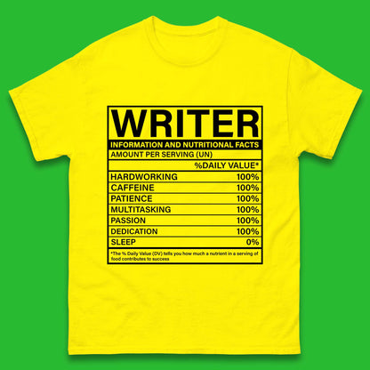 Writer Nutritional Facts Mens T-Shirt