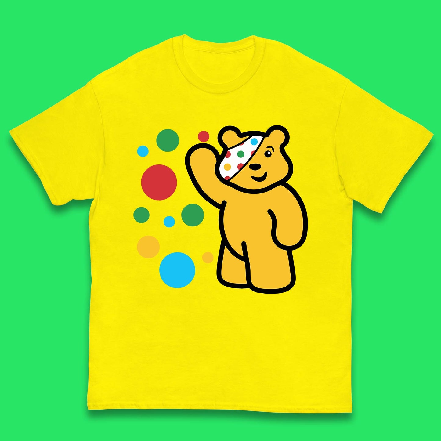 Spotty Pudsey Bear Hand Waving Dotty Spot Fundraising Children In Need Spotty Bear Spotty Day Kids T Shirt