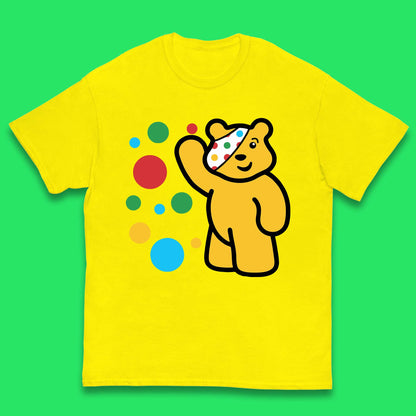 Spotty Pudsey Bear Hand Waving Dotty Spot Fundraising Children In Need Spotty Bear Spotty Day Kids T Shirt