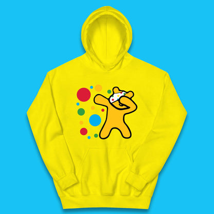 Dabbing Spotty Pudsey Bear Children In Need Dab Dance Spotty Day Donation Kids Hoodie